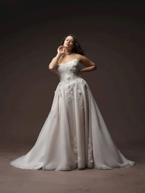 Fleur wedding dress by Rebecca Ingram, A-line, lace