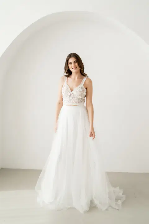 Amy wedding dress by Esther Hofmann, two-piece, lace