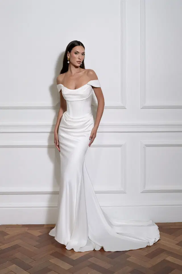 Eden by Avenue by Josephine Scott: off-shoulder neckline, sleeveless, satin