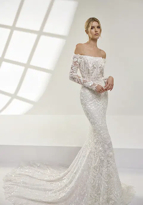 Adria wedding dress by Luna Novias, mermaid, embroidery