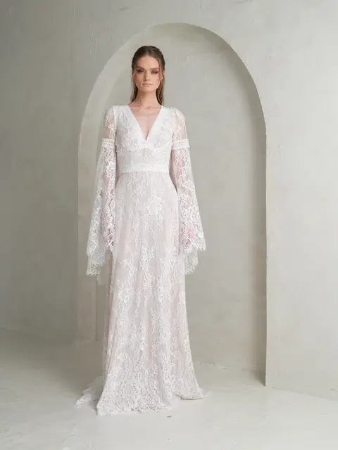 Aurélie wedding dress by Katya Katya London, A-line, lace