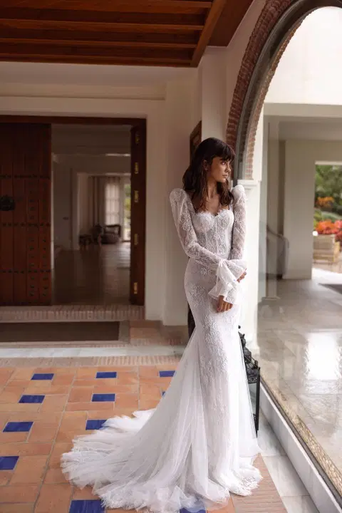 Vionne wedding dress by Tina Valerdi, mermaid, lace