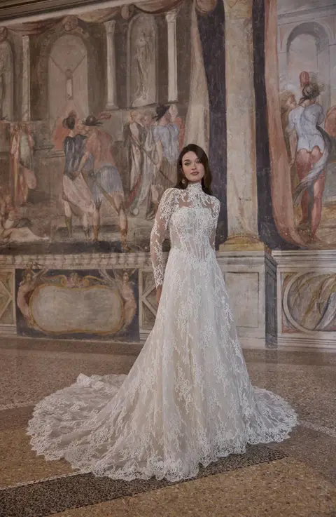 Ajeya 63323 wedding dress by Veni Infantino, A-line, lace