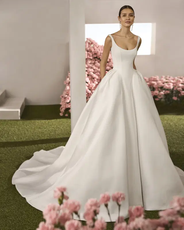 Romance by Rosa Clara: Ball Gown silhouette, scoop neckline, sleeveless, crepe