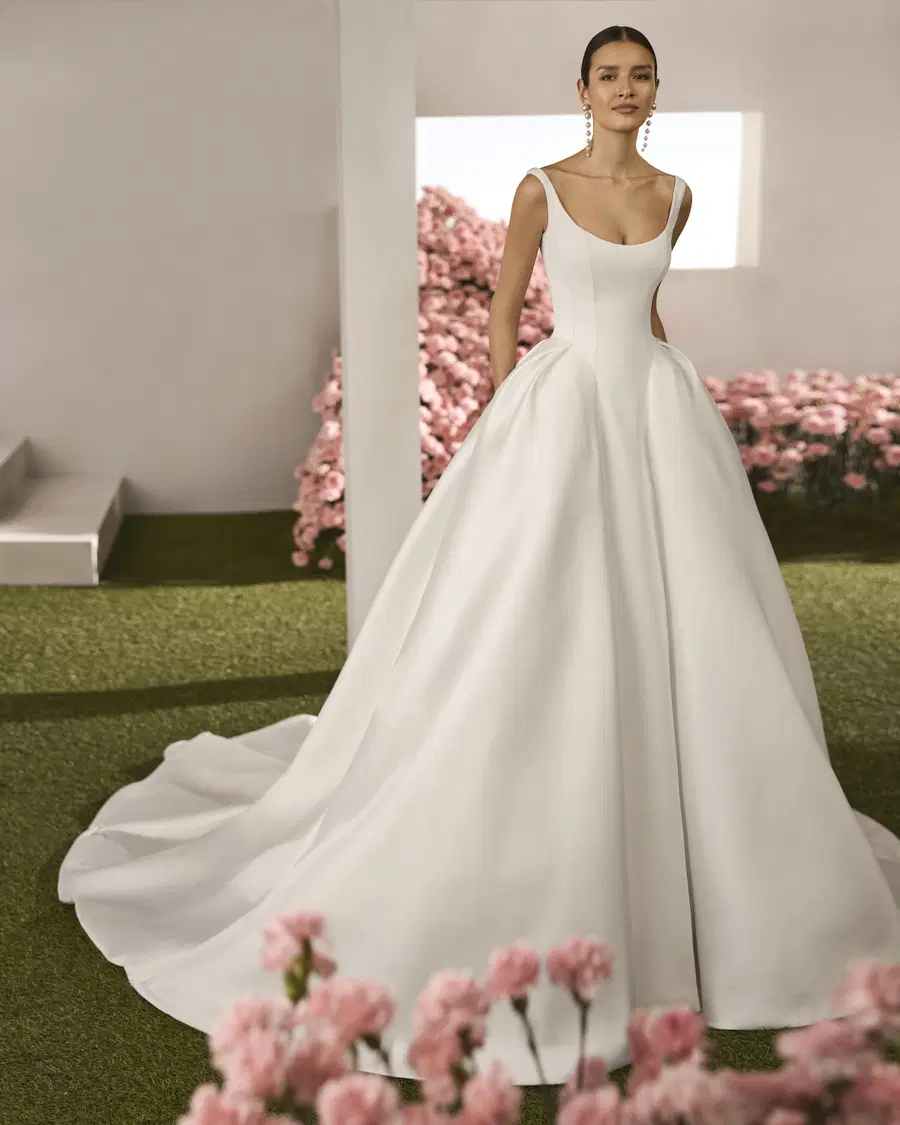 Romance by Rosa Clara: Ball Gown silhouette, scoop neckline, sleeveless, crepe