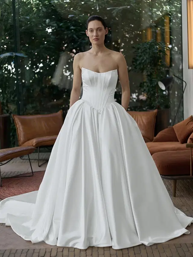 Fiji by ÉLYSÉE: Ball Gown silhouette, scoop neckline, mikado, cathedral train