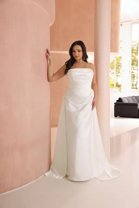 Chloe wedding dress by Azuree Bridal, A-line, satin