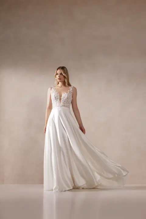 Eila wedding dress by Adore, A-line, satin