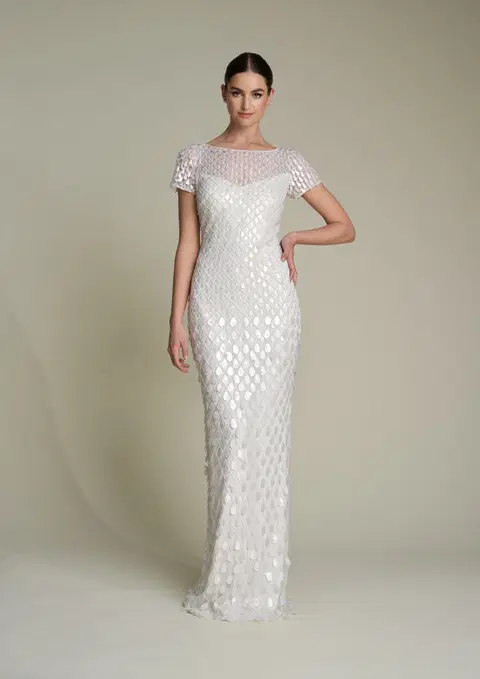 Milo wedding dress by Eliza Jane Howell, trumpet, tulle