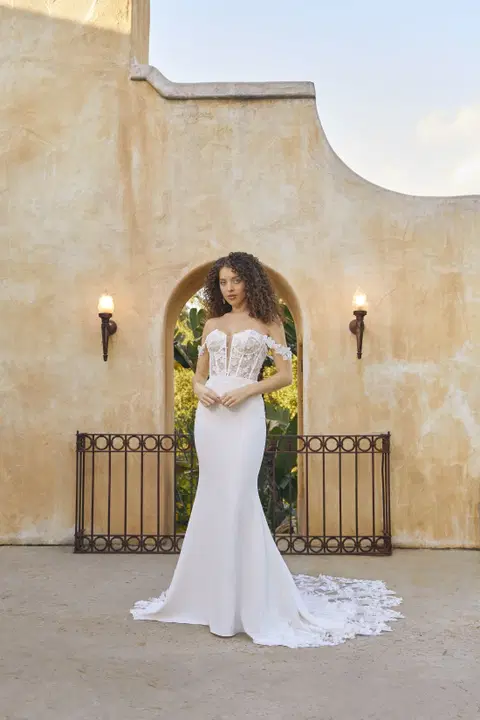 Odette wedding dress by Beloved by Casablanca, fit & flare, lace