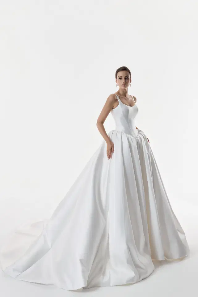 Claudette by Josephine Scott: Ball Gown silhouette, scoop neckline, sleeveless, mikado
