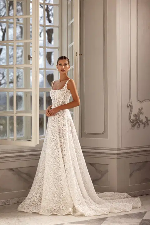Maisie wedding dress by Tina Valerdi, A-line, lace