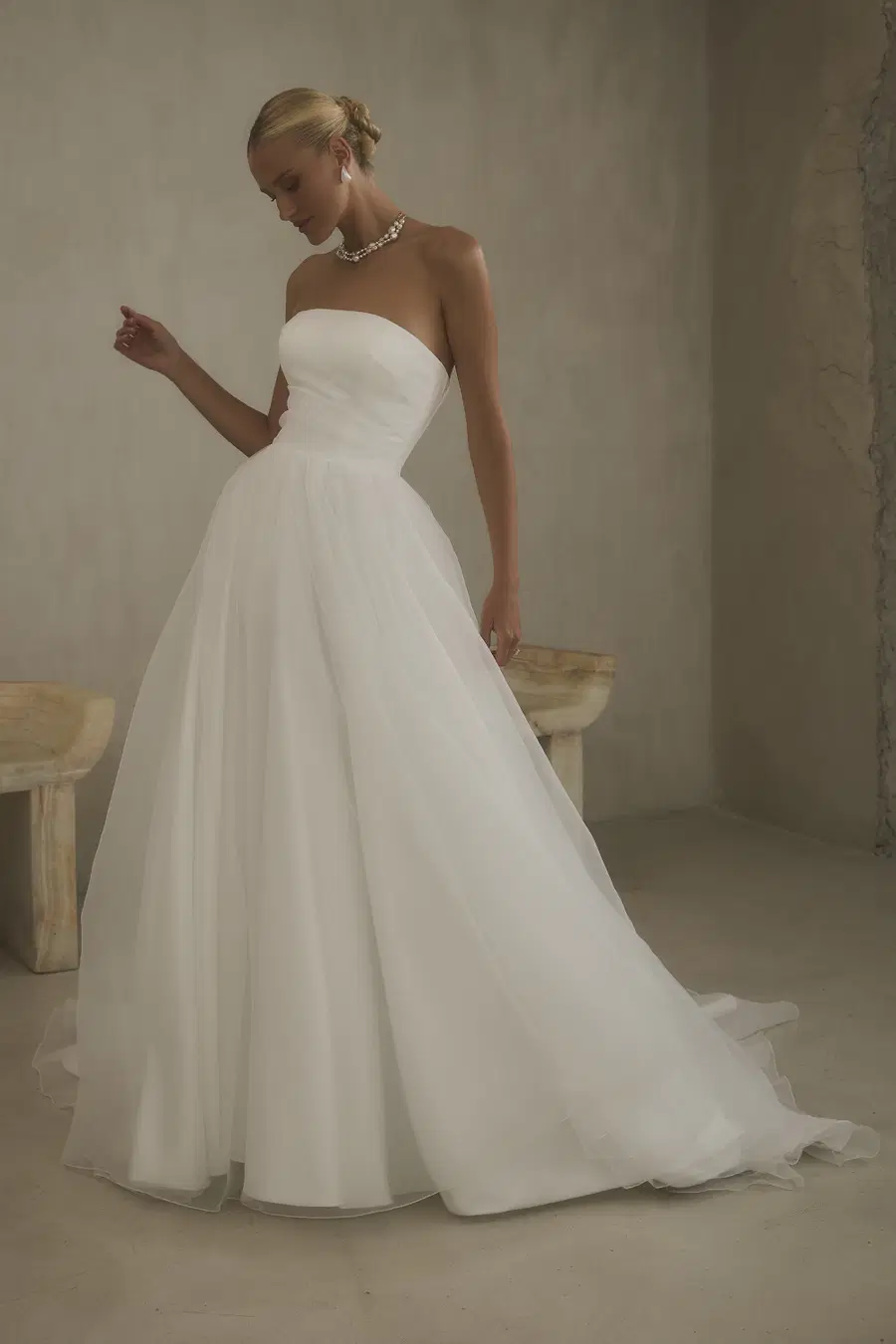 2637 by Casablanca Bridal: A-Line silhouette, straight neckline, tulle