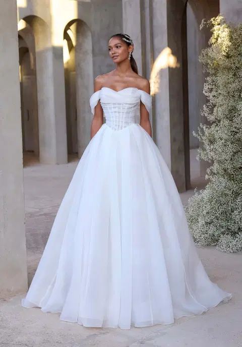 Damara wedding dress by Mori Lee, ball gown, organza