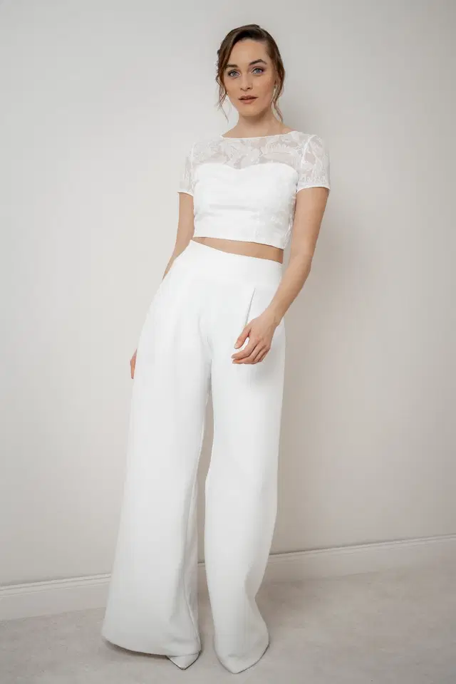 Top Yella by noni: Two-Piece silhouette, scoop neckline, short sleeves, lace