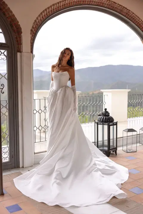 Eternia wedding dress by Tina Valerdi, ball gown, satin