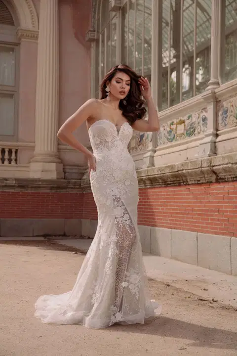 Style TO-2233T wedding dress by Agnes, trumpet, lace