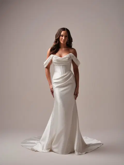 Melissa wedding dress by Maggie Sottero, fit & flare, satin