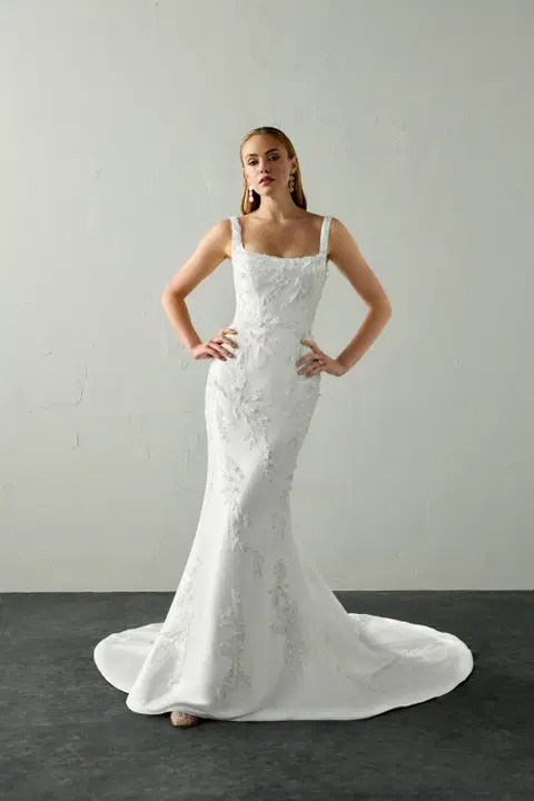 Carys wedding dress by Justin Alexander Signature, trumpet, lace