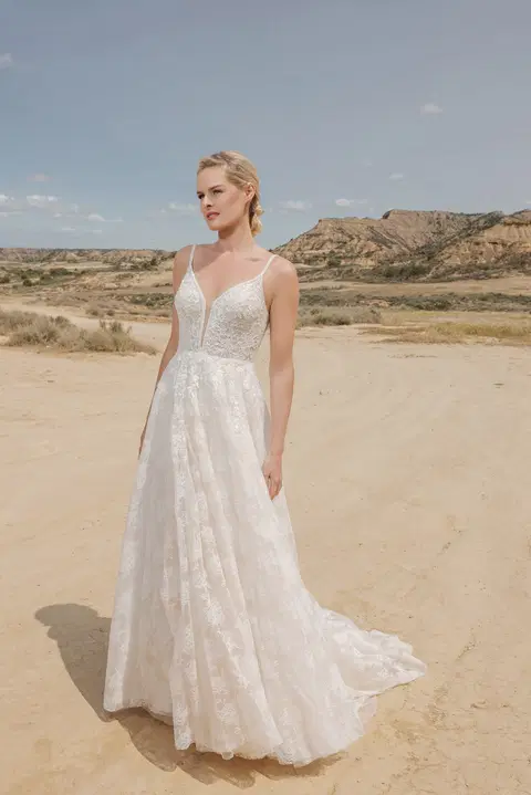 Style DT311 wedding dress by Duett, A-line, lace