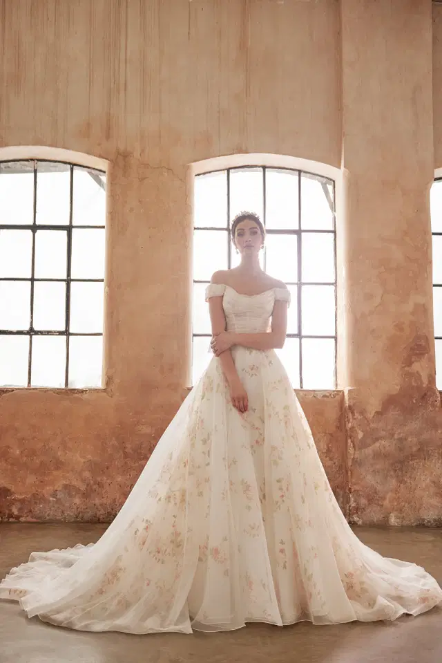Constance by Josephine Scott: Ball Gown silhouette, wing sleeves, organza
