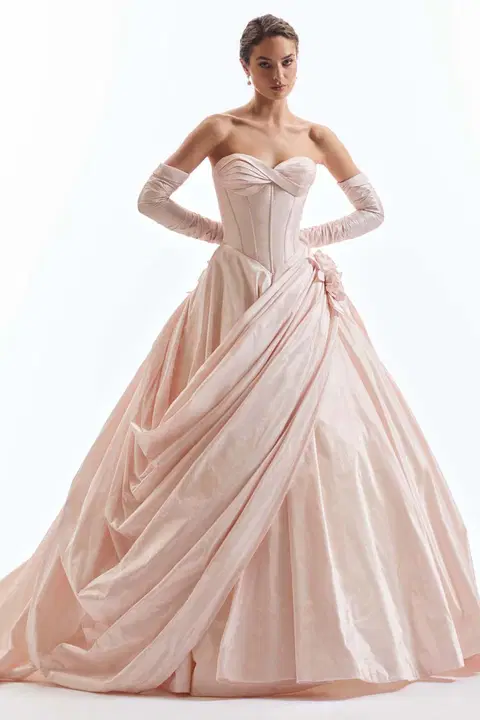 Style AM75 wedding dress by Demetrios, ball gown, taffeta