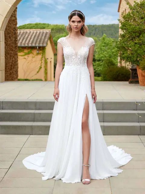 Amethyst wedding dress by Bianco Evento, A-line, chiffon