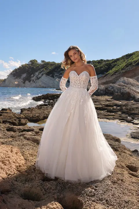 Ashley wedding dress by Azuree Bridal, A-line, lace
