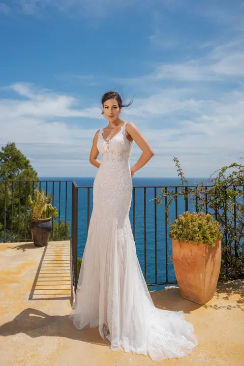 Style MGB144 wedding dress by Miss Beautiful Bride, trumpet, lace