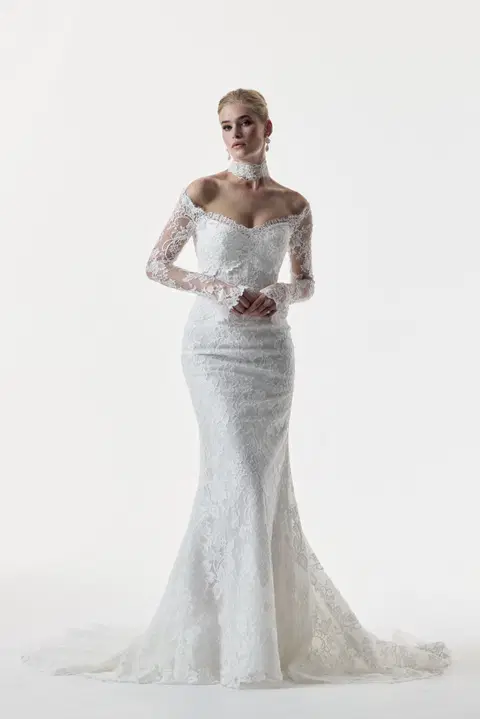 Isabel wedding dress by Josephine Scott, trumpet, lace