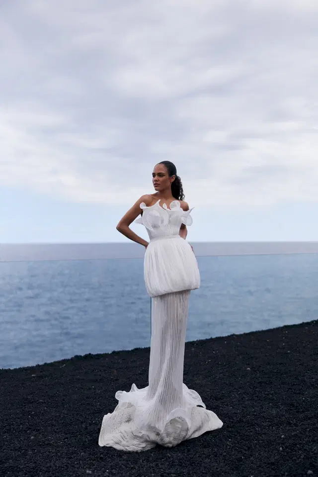 Coral Veil skirt by Liretta: Straight silhouette, organza