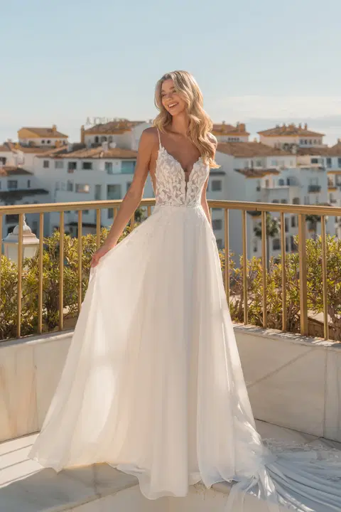 Style 31012 wedding dress by Diane Legrand, A-line, chiffon