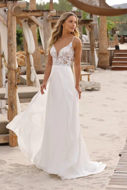 Alexandra wedding dress by Azuree Bridal, straight, chiffon