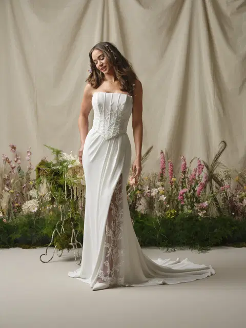 Terry wedding dress by Rebecca Ingram, fit & flare, crepe
