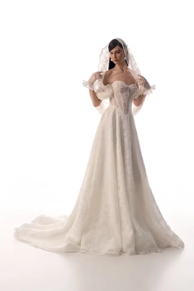 Rita by Innocentia: A-Line silhouette, sweetheart neckline, lace