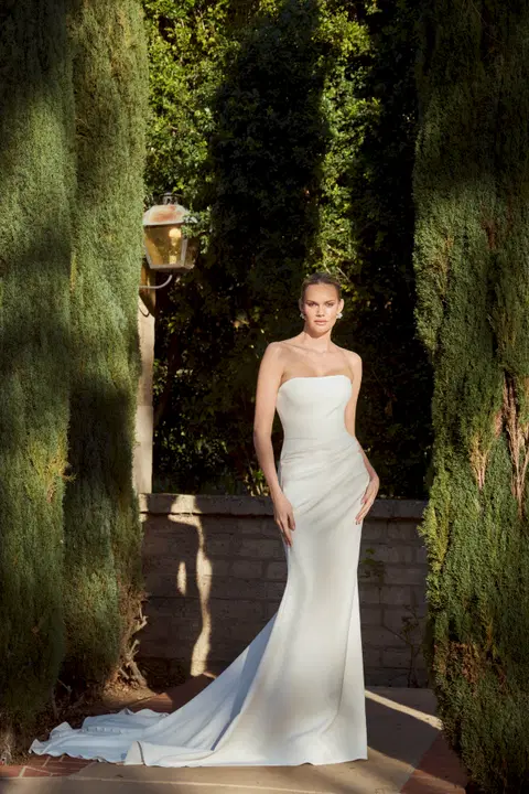 LA26244 Huxley wedding dress by Calla Blanche, trumpet, satin