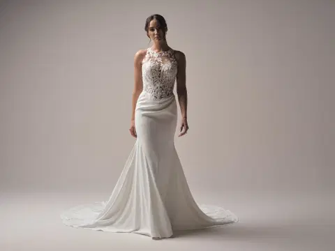 Florentina wedding dress by Maggie Sottero, mermaid, crepe