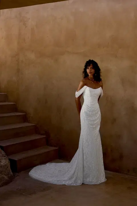 Style 66442 wedding dress by Lillian West, trumpet, tulle