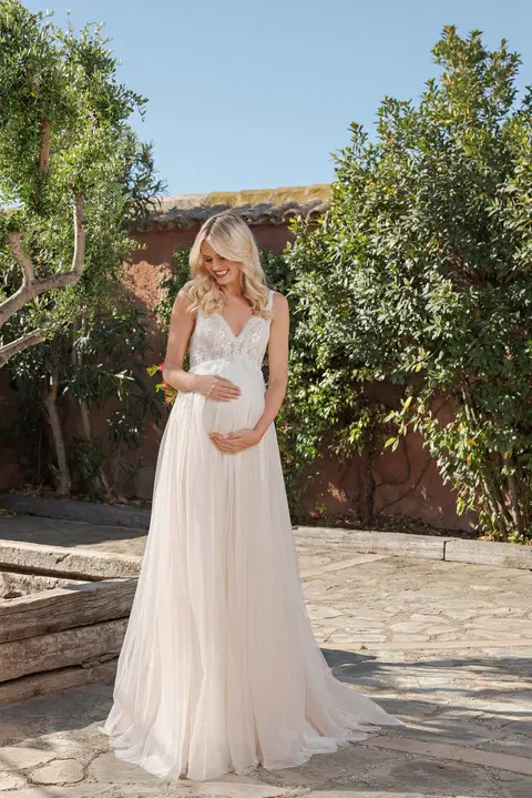 Style DTS502 wedding dress by Duett, A-line, lace