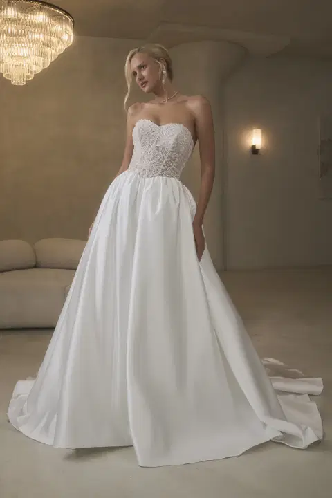 Style 2636 wedding dress by Casablanca Bridal, A-line, satin