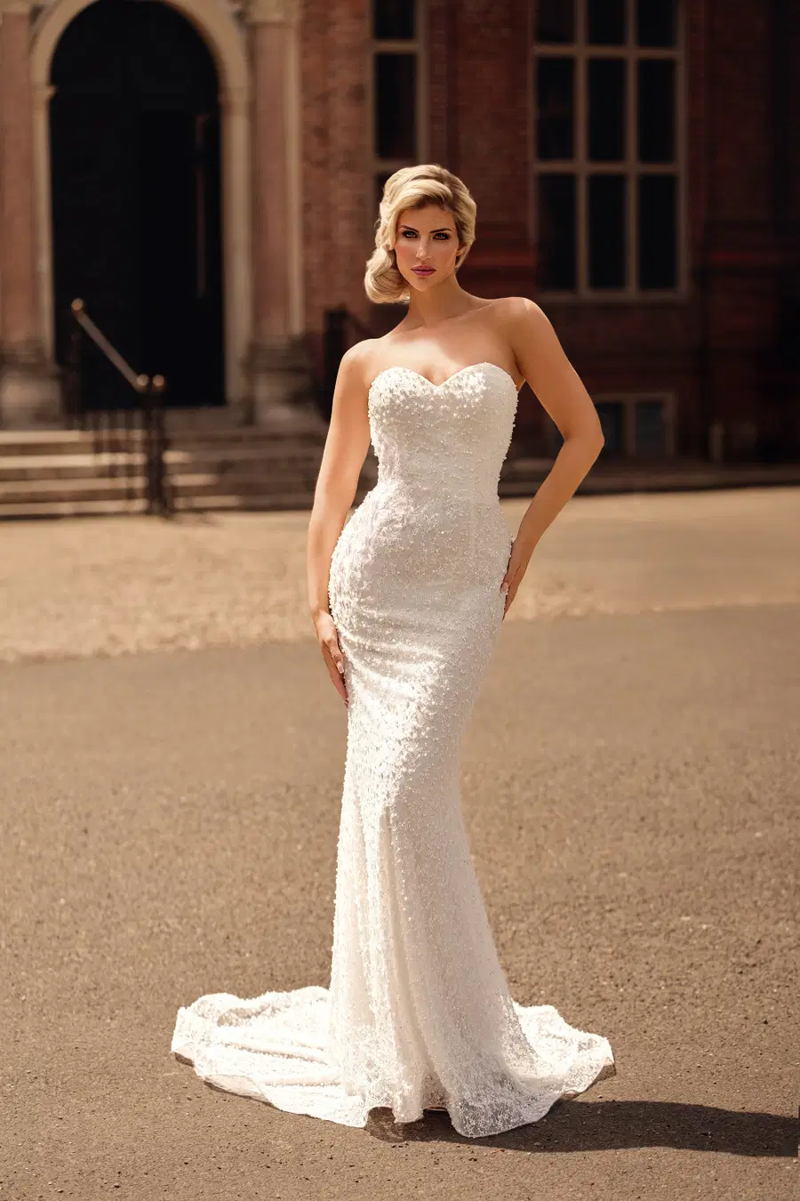 DC6127 by Danielle Couture: Mermaid silhouette, sweetheart neckline, sleeveless, lace