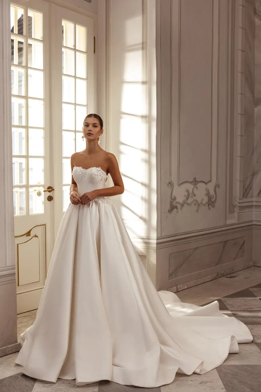 Beatrix by Tina Valerdi: Princess silhouette, sweetheart neckline, sleeveless, mikado
