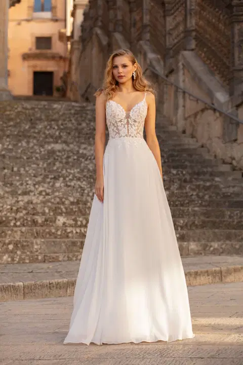Alexis wedding dress by Jarice, A-line, chiffon