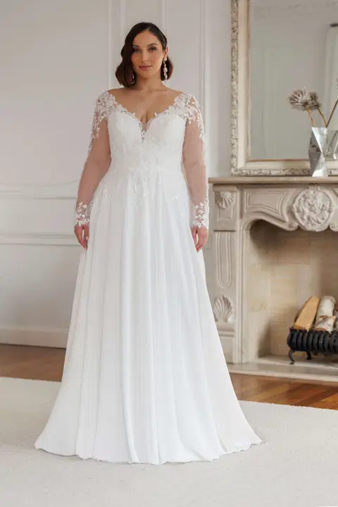 Cordelia wedding dress by Jarice, A-line, chiffon