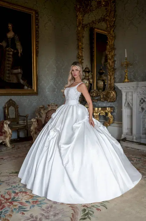 Style RB6192 wedding dress by Rachel Allan, ball gown, satin