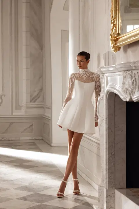 Isadora wedding dress by Tina Valerdi, A-line, lace