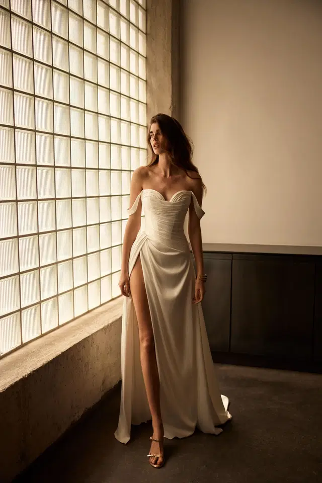 Brigitte by Milla Nova: A-Line silhouette, satin