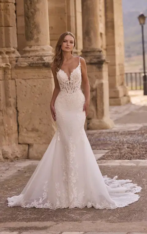 Haze wedding dress by Veni Infantino, fit & flare, lace