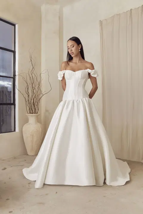 Ramona wedding dress by Casablanca Bridal, A-line, mikado