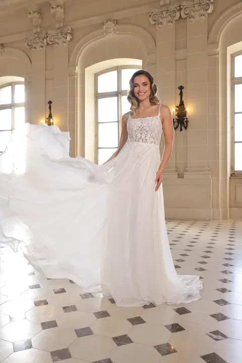 Bliss wedding dress by Azuree Bridal, A-line, chiffon